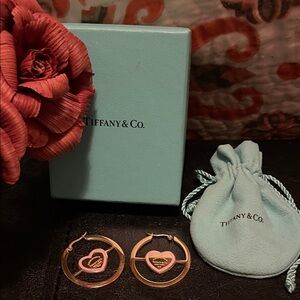 Fashion jewelry Gold and Pink Heart Hoop Earrings. Closet clearout no returns.